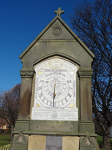 reloj de sol, reloj, Middlesbrough, tiempo, histórico, victoriana, Parque