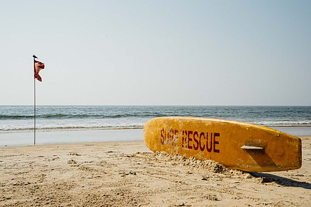 Indien, Goa, Beach, Rescue, flag, sand, havet