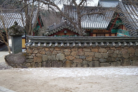 Temple, hwaeomsa, Jiri, mur de pedra