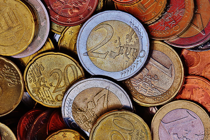 peníze, mince, eura, Měna, specie, drobné, Euro centů