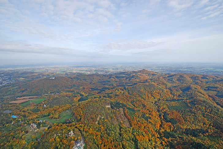 Siebengebirge, Dragon rock, Vezi pasăre ochi, pădure, natura, scenics, munte