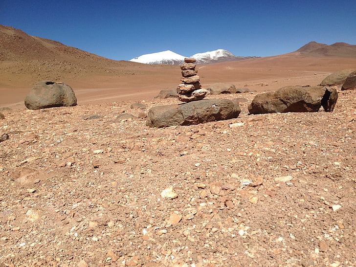 stones, height, plateau, blue, desert, nature, mountain