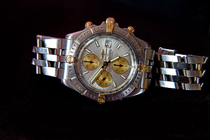 wrist watch, heavy, stainless steel, gold, chronometer, strong, durable