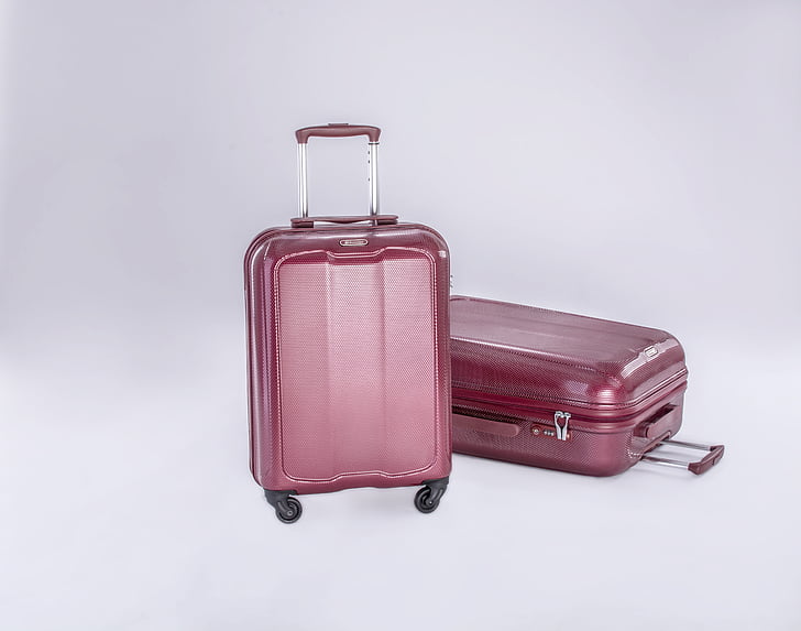 luggages, saken, hjulet lugguage, kofferten, bagasje, enkelt objekt, gammeldags