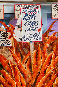 crab legs, king crab, fish market, farmers market, king, crab, seafood