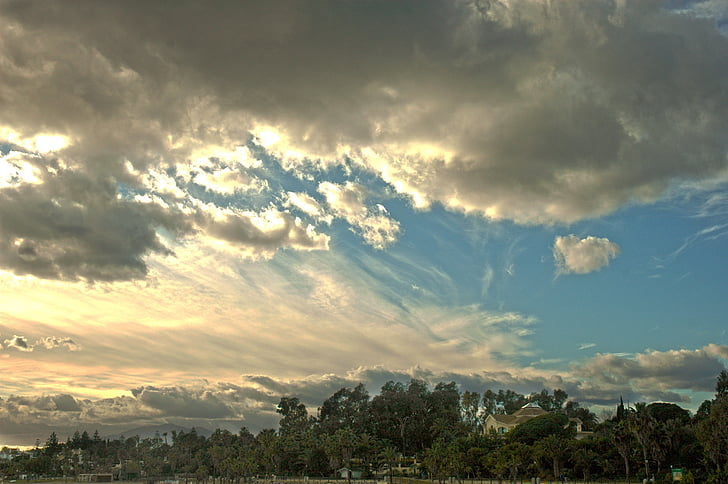 clouds, heaven, landscape, sunset, sky, cloud - sky, nature