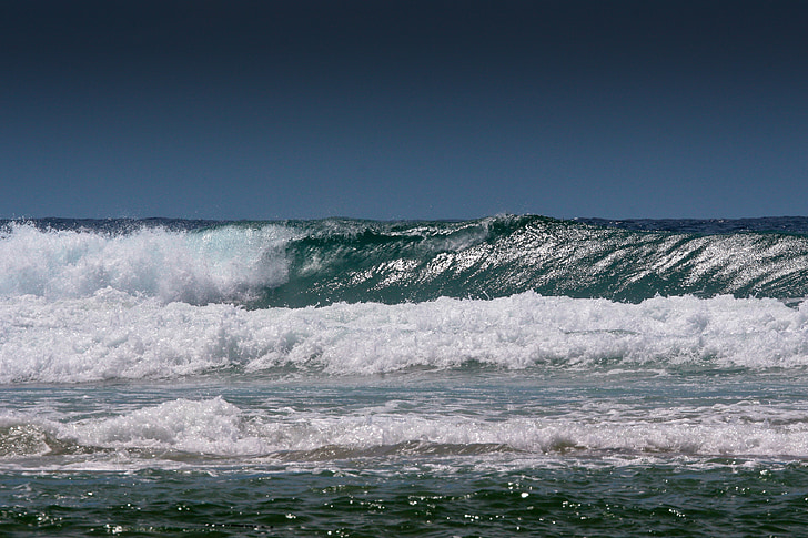 ondas, marés, Oceani, mar, água, cinza, azul