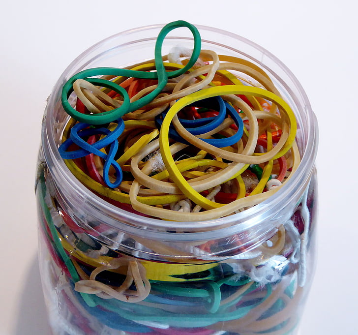 rubber rings, rubber bands, office, close, office supplies, practical, elastic