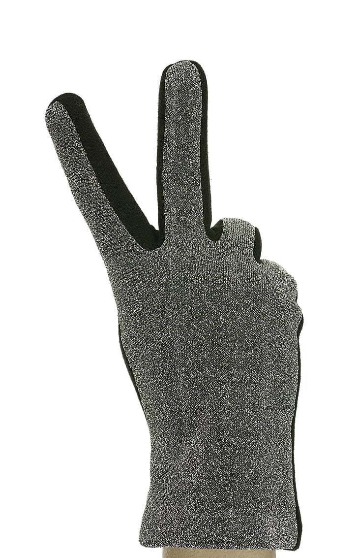 handske, två fingrar, Peace-tecken, Sign manual, närbild, vit bakgrund, gester