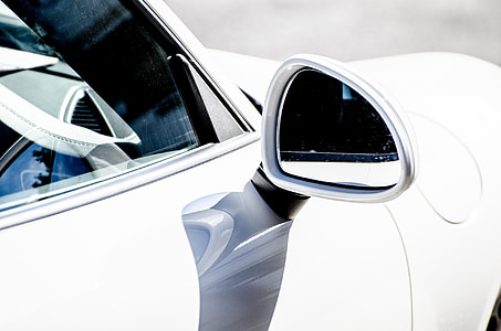 зеркало заднего вида, автомобиль, Белый, крупным планом, изображение, Спорт