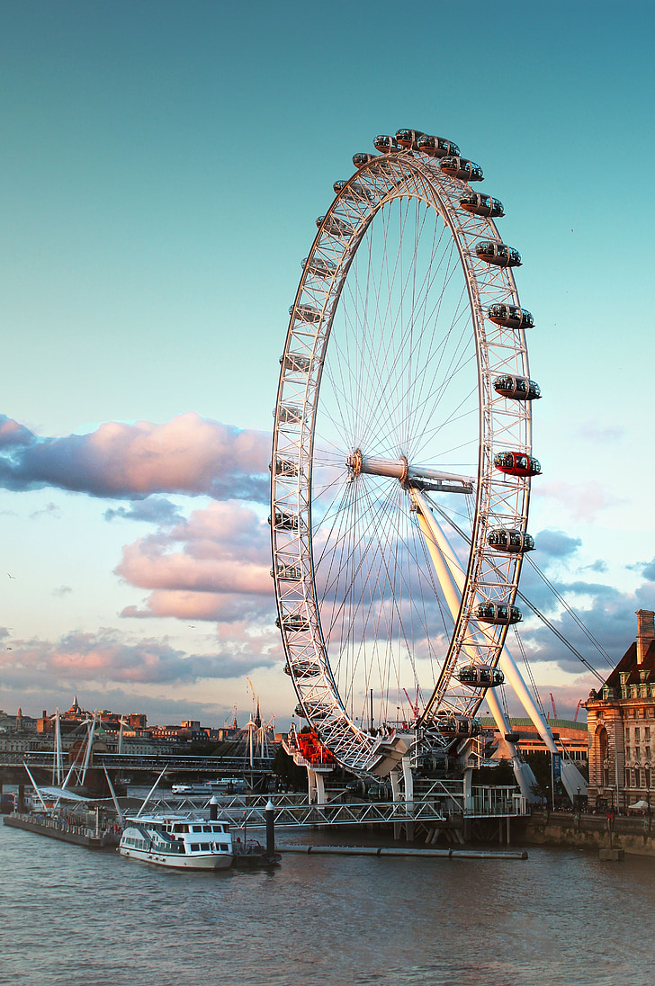 Englanti, Lontoo, silmä, matka, pilvet, taivas, London Eye-maailmanpyörä