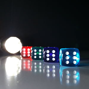 kub, lycka till, Lucky dice, färgglada, spela, Craps