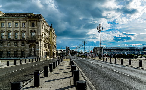 Trieste, cảnh quan, Piazza, đường, đám mây, mây - sky, bầu trời