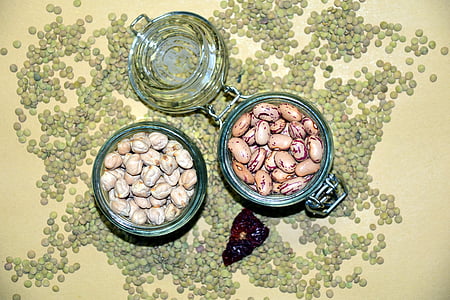 Hülsenfrüchte, Objektive, Kichererbsen, Wachtel Bohnen, Bohnen, trocken, Samen