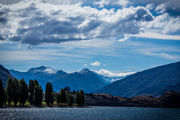 Wanaka, Nieuw-Zeeland, Nieuw, Lake wanaka, Bergen, wolk, hemel