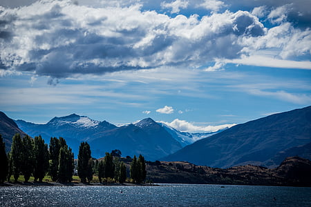 Wanaka, Новая Зеландия, Новые функции, Озеро wanaka, горы, Облако, небо