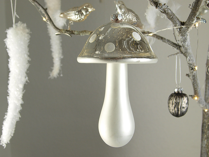 decoration, mushroom, noble, silver, vintage, christmas decoration, advent
