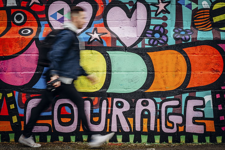 ljudi, čovjek, ulica, umjetnost, zid, grafiti, boja