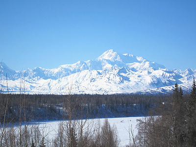 Gunung, McKinley, pemandangan, Alaska, Taman Nasional, Denali, Denali national park
