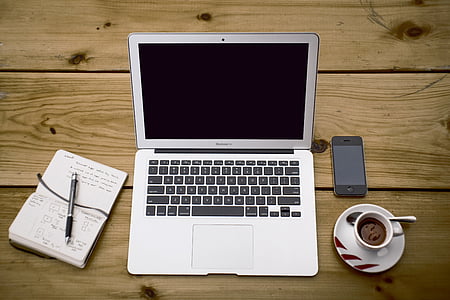 MacBook, Pro, Tableau, pomme, café, ordinateur, ordinateur portable