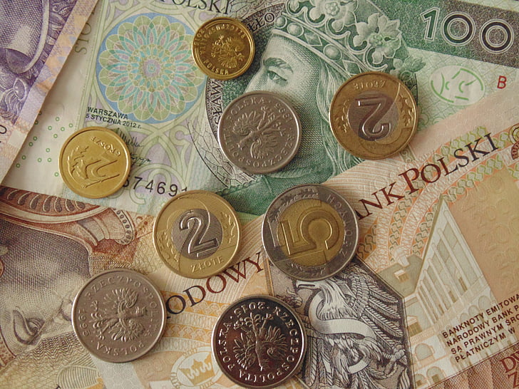 dinheiro, Polonês, notas, moedas, moeda, Polônia