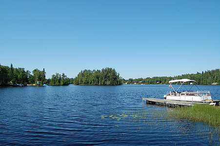 Ontario, Canada, søen, Dock, skov, sommer, Sky