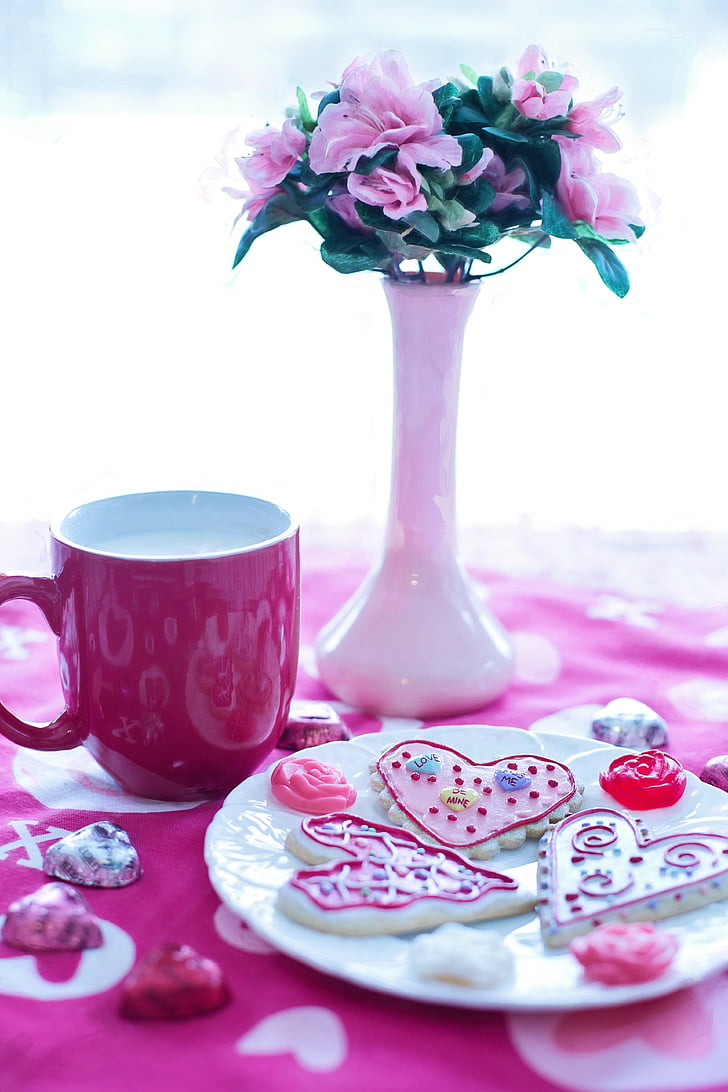 día de San Valentín, galletas de San Valentín, vacaciones, amor, celebración, corazón, rosa