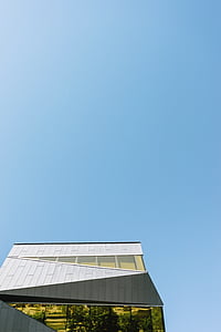 baja, ángulo de, Fotografía, gris, hormigón, edificio, azul