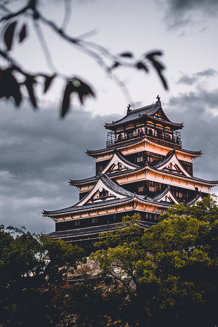 arquitetura, edifício, infraestrutura, projeto, Castelo de Hiroshima, Japão, viagens