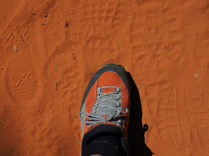 cipela, Ispišite, tragove, pijesak, Tragovi u pijesku, otisci stopala, otisak stopala