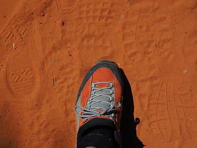 chaussure, réimpression, traces, sable, titres dans le sable, empreintes de pas, empreinte de pas