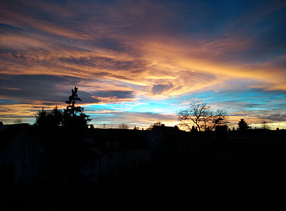 solnedgang, Afterglow, himmelen, landskapet, skyer, bakgrunn, silhuett