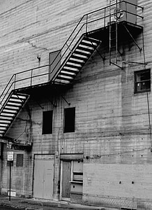 staircase, black and white, architecture, stair, building, steel