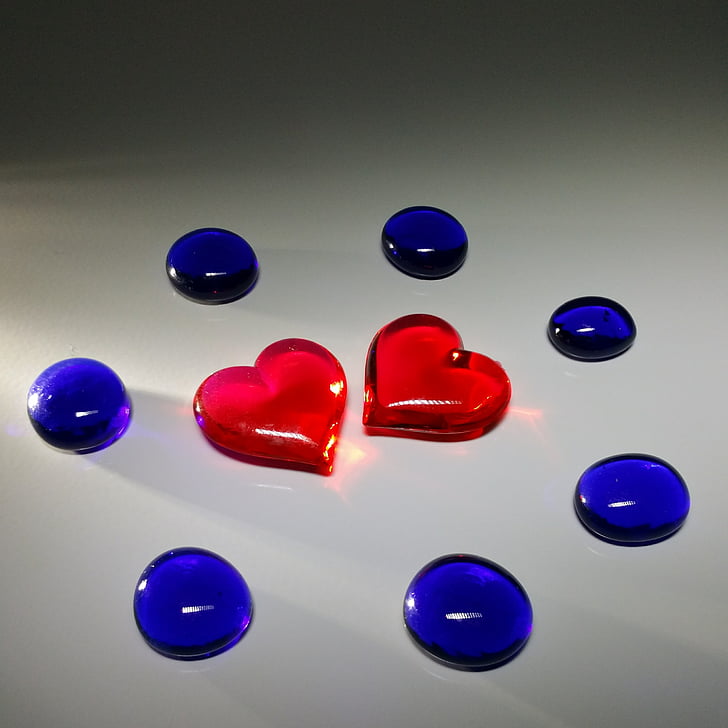 dia de Sant Valentí, l'amor, targeta de felicitació, fons, cor, vidre, decoració