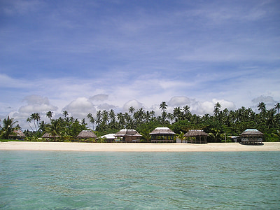 пальмові дерева, пляж, прекрасний пляж, піщаним пляжем, Самоа, екзотичні, Південний морський