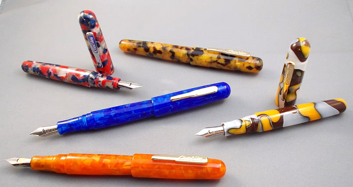 canetas-tinteiro, Conklin, nibs, caneta de tinta, caneta, letra, escrevendo