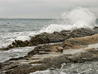 vlny, Alicante, po sadov, Stredozemného mora, zamračené, jazdí, Rybolov