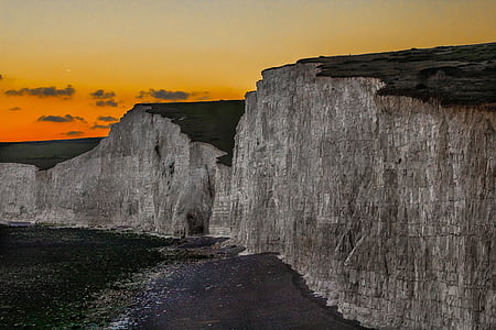 rocas blancas, Inglaterra, altura, mar, naturaleza, acantilado, Rock - objeto