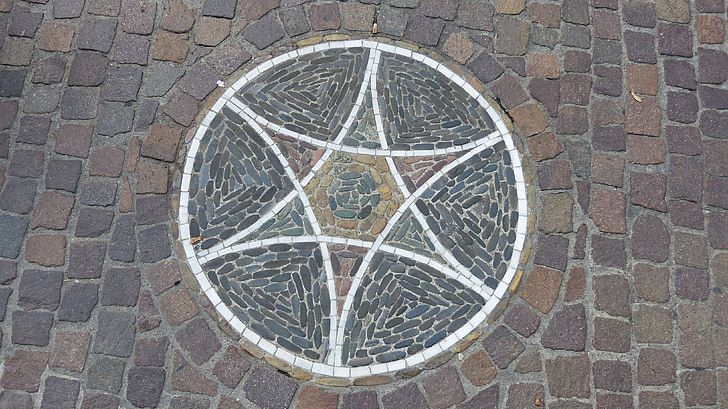 mosaico de, carretera, símbolos, piedras, parche, adornos, Freiburg
