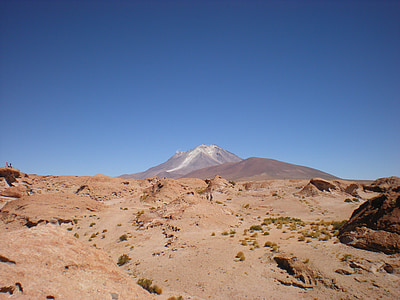 uyuni, 산, 조 경, 볼리비아, 남 아메리카, 사막, 푸른 하늘