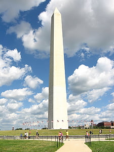 Washington monument, oblaky, Pamätník, historické, turistov, pamiatka, symbol