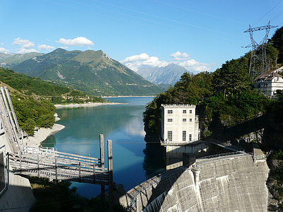 Dam, munte, Alpii, apa, Lacul, energie electrică