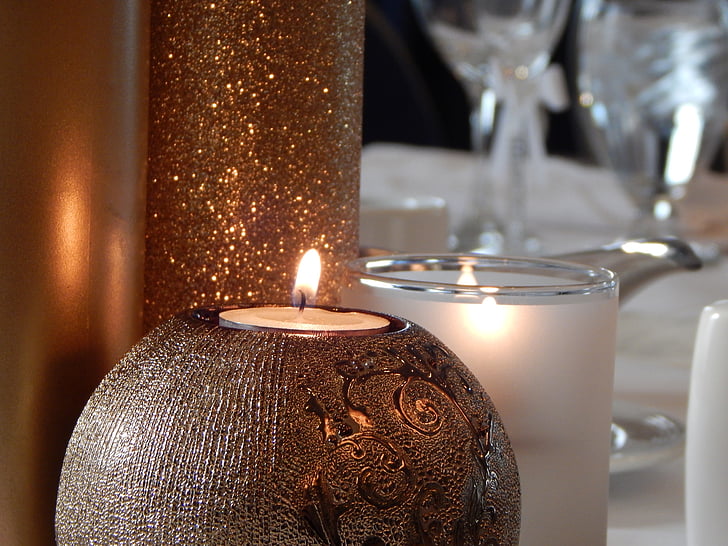 svece, Dekoratīvie, apdare, svētku, sveču gaismā, liesma, dekori