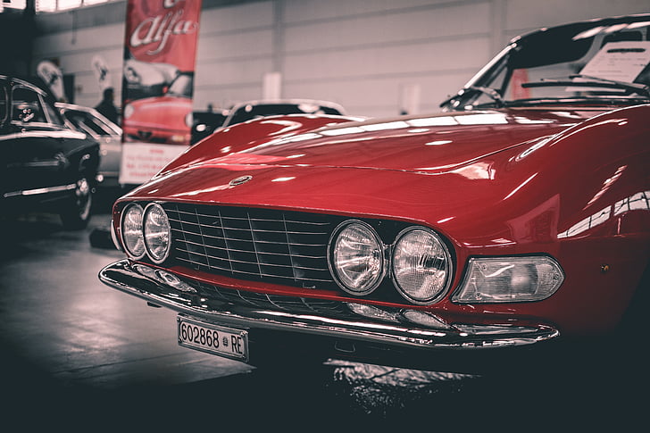 czerwony, luksusowe, Vintage, samochód, Automatycznie, pojazd, podróży