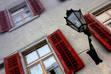 Lucerna, okno, žaluzie, Architektura, fasáda, cestování, lampa