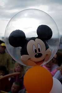 mickey mouse, globus, heli, infantesa, Disney, caràcter, atraccions
