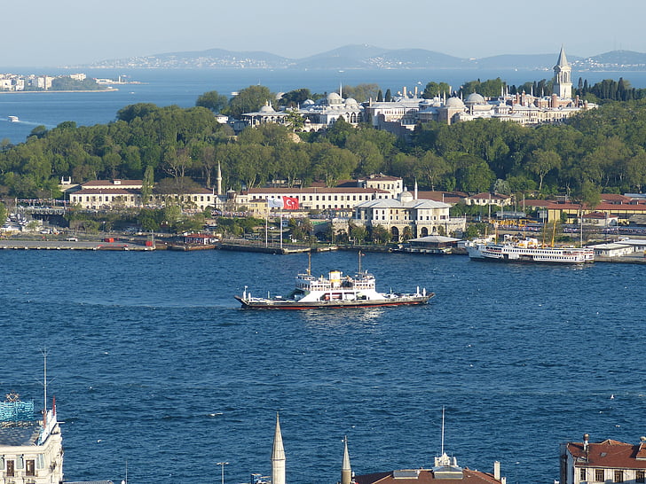 Isztambul, Törökország, Boszporusz, tenger, az Outlook, nézet, óváros