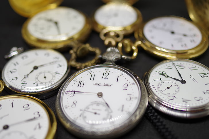 watch, pocket watch, antique, old-fashioned, time, no people, stack