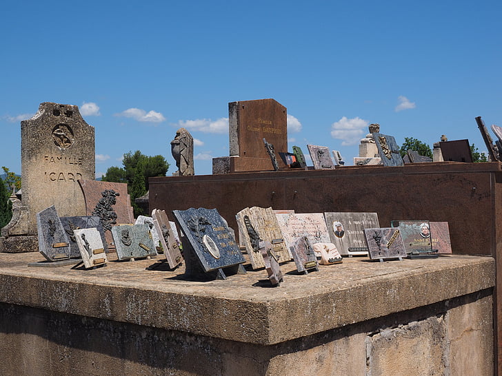 cimetière, tombes, Pierre tombale, vieux cimetière, Roussillon, tombe, deuil