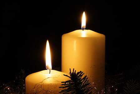 žvakės, liepsna, Žvakių šviesa, dega, šviesos, tamsus, vaškinės žvakės